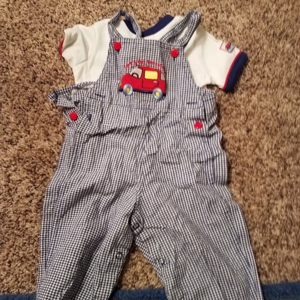 Gingham long overalls